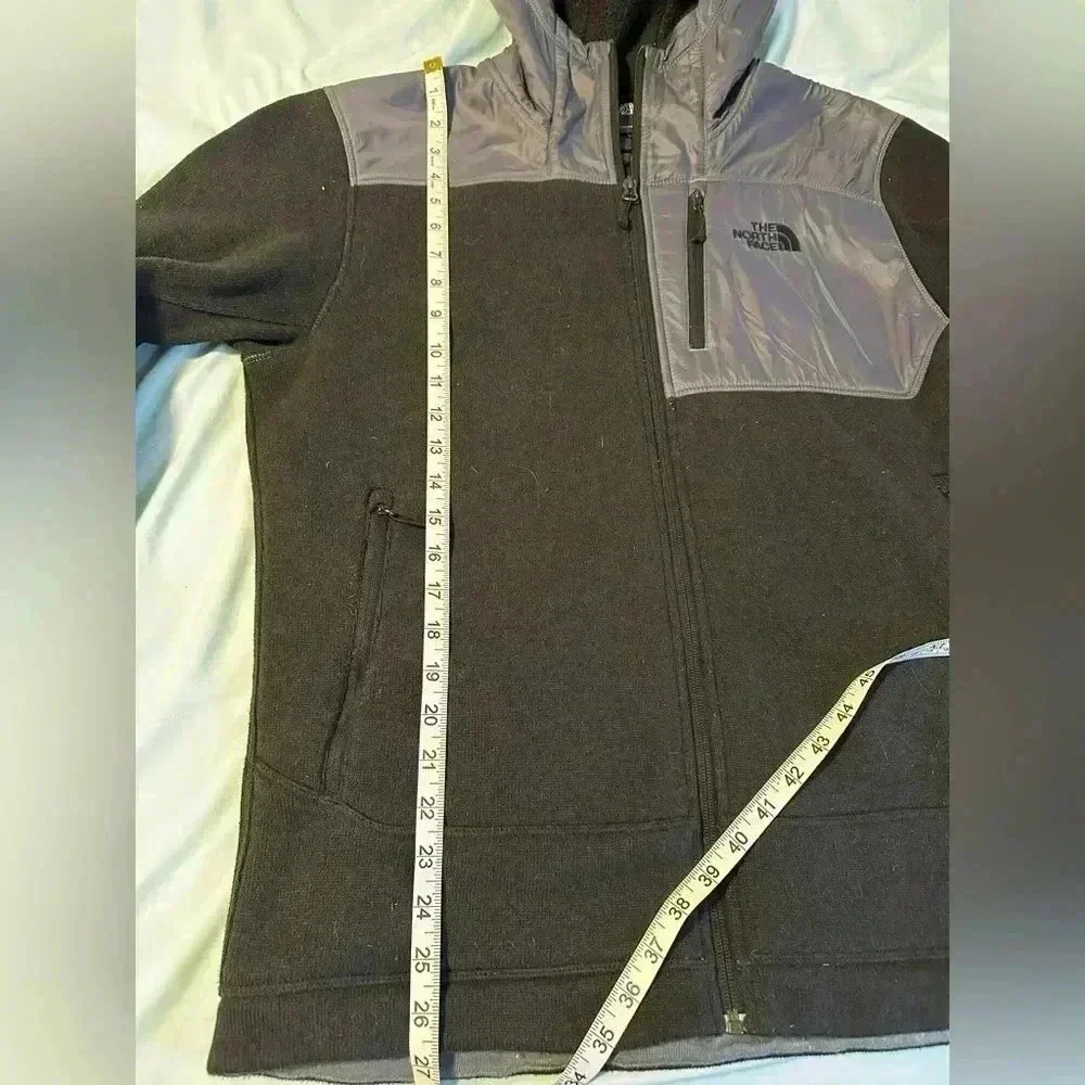 The North Face Gordon Anza Black Grey Full Zip Windbreaker Hooded zip up Fleece